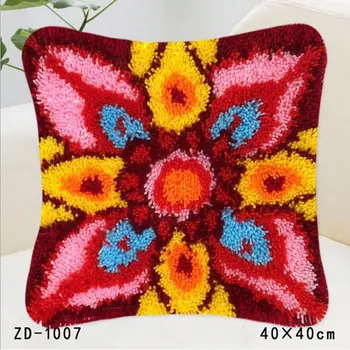

Latch Hook Embroidery Pillow Flower Knitting Knooppakket Rug Kits Pillowcase Haak Kleed Kit Canvas Fabric Sofa Decoration