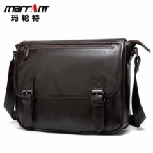 Trendy New Fashion Men's Bag Genuine Leather Bag Cover Type Horizontal Shoulder Bag Oil Wax Soft Leather Crossbody Messenger Bag