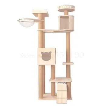 

Cat frame cat climbing frame solid wood large cat tower cat shelf cat tree house one villa cat jumping platform toy