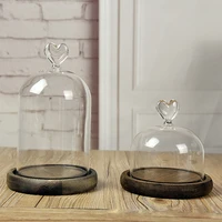 Glass Dome Bell Jar Cloche Display Jar With Wooden Base Dust Cover Home Decor Bedroom Desk Ornaments For Home Christmas Party 1