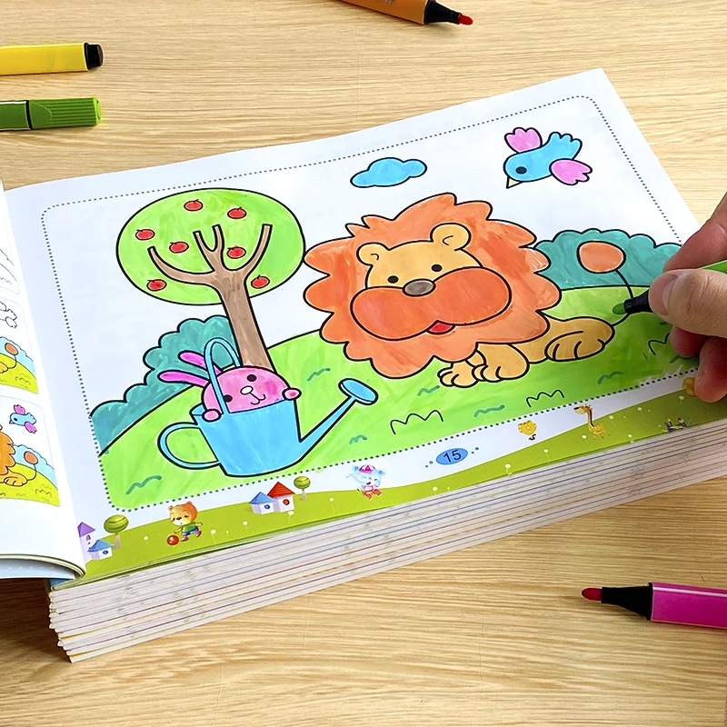 12 Books / 192 Pages Painting Drawing Book For Children Coloring Notebook  Cognitive Color Adult Relieve Stress Kill Time