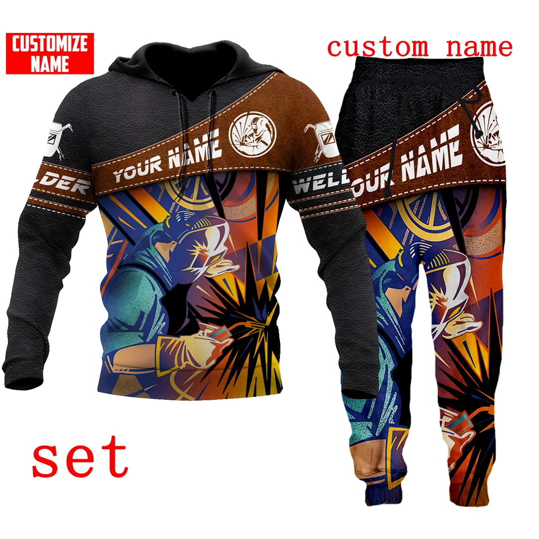 PLstar Cosmos 3DPrint Newest Welder Custom Name Combo Set Joggers Unique Casual Unisex Streetwear Hoodies/Sweatshirt/Zip Q-4