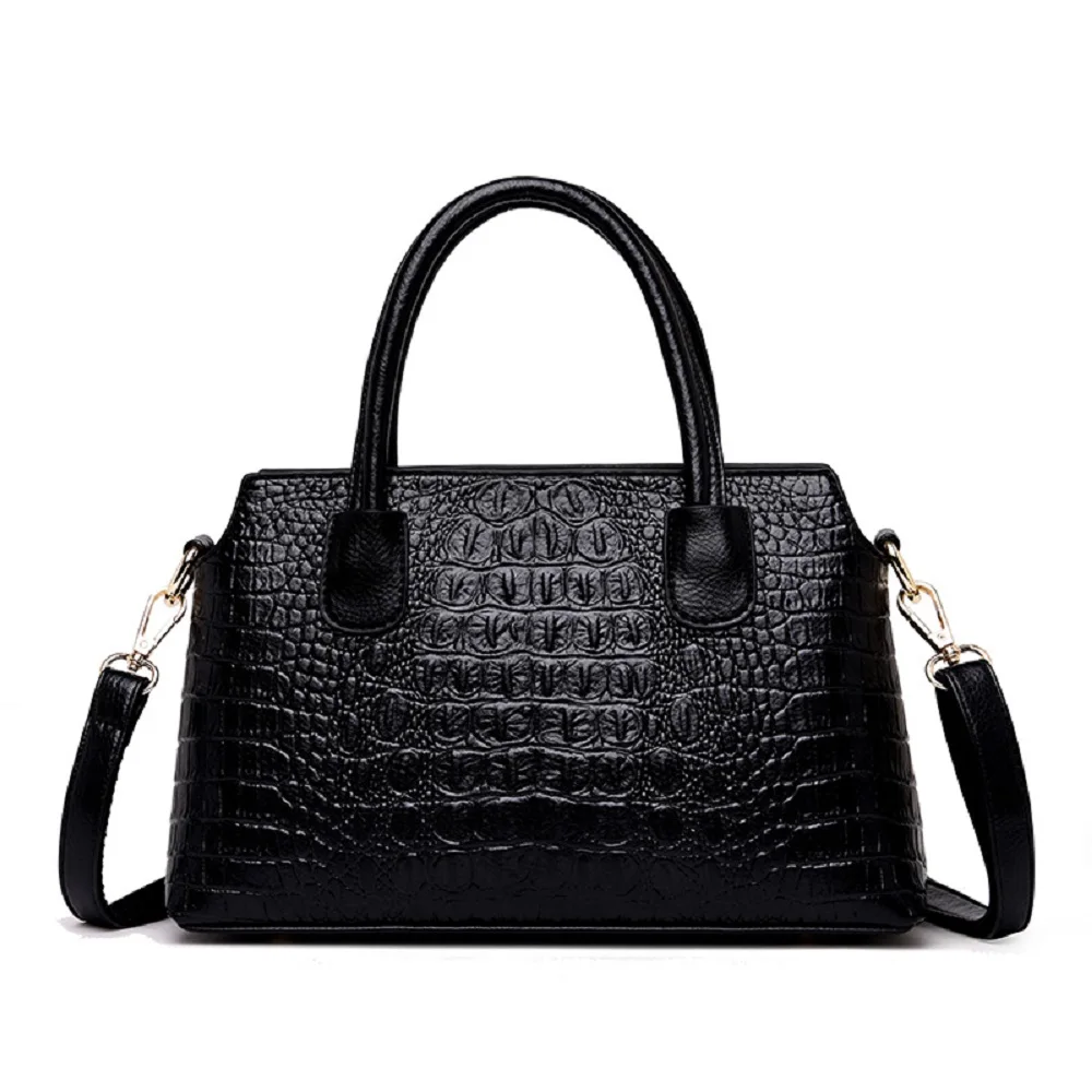 

2019 Newest Women Shoulder Bag Fashion Tote Bags Soft PU Bags Small Crocodile Top-handle Handbag Large Purse Phone Pack