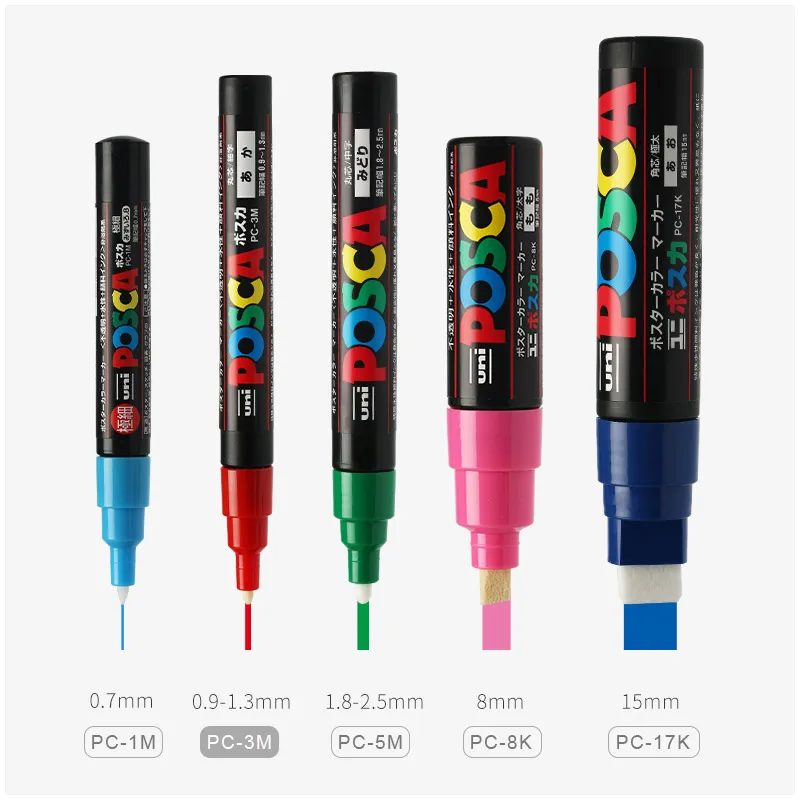 2 шт Uni Posca PC-3M 0,9-1,3 мм Краска Маркер ручка граффити на водной основе цветные Маркер ручки перманентные маркер-краски