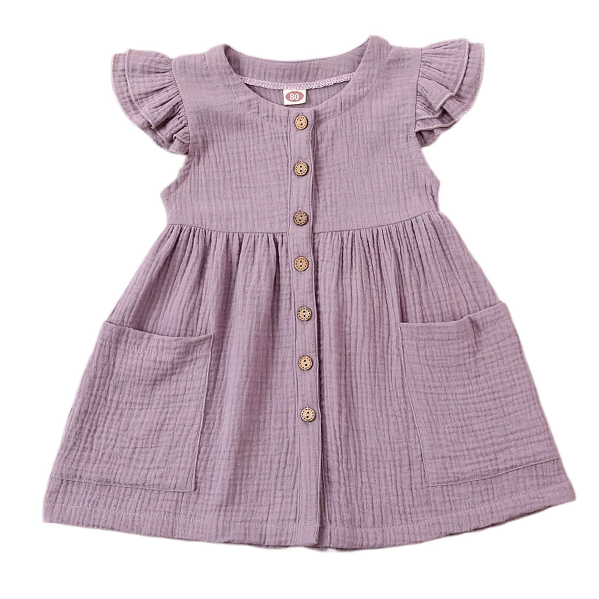 Ma&Baby 1-6Y Summer Toddler Kid Baby Girl Dress Ruffles Sleeves Party Dresses Children Girls  Button Pocket Dress D35 baby dresses for wedding Dresses