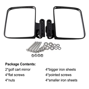 

Vehicle Rearview Mirror Side With Mount Screws Exterior Replacement Parts For Golf Cart