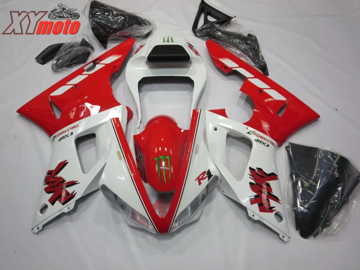 

Motorcycle Fairing Kit For Yamaha YZF1000 R1 00-01 Injection ABS Plastic Fairings R1 2000-2001 Gloss Red and White Bodyworks