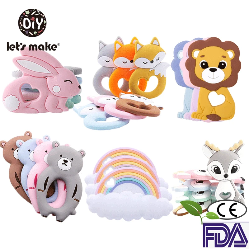 Teething Toys Baby Teething Toys Silicone Teething Toys Silicone Teether Silicone Teether Rodent Cartoon Animals 1pc Food Grade Silicone Pandents DIY Teething Toys Teeth Tiny Rod Baby Teethers Gift