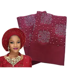 В нигерийском стиле ASO OKE тюрбан с бусины высокое качественная кукла галстуком-бабочкой ASO OKE Африканский гелевый головной убор ткань ашо Оке(ASO OKE) для свадьбы AH30