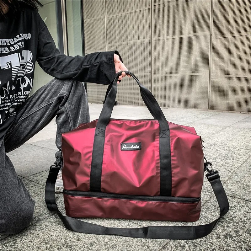 

Sports Gym Bag for Women Traveling Duffle Shoulder Bag Dry Wet Combo Korean Tote Blosa Sports Fitness Bag with Shoe Compartment