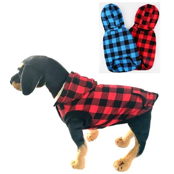 

Dozzlor 1pcs Dog clothes Warm Pet Autumn Winter Extra Thickened Coat Costume for Dogs Puppy Plaid Warm Coats Detachable Hat A
