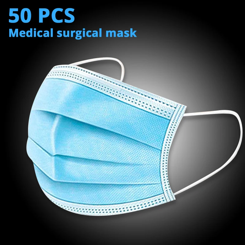 

Medical mask 50 pcs Disposable Prevent flu 3 Layers Prevent bacteria SETRILE EO face mask per individual package