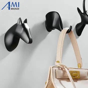 

3pcs Set Solid Horse Antelope Head Coat Hooks Wall Hang Mounted Towel Hook Clothes Hook Bathroom Hardware