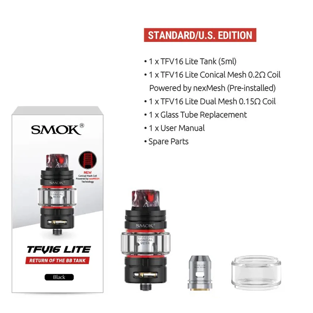 SMOK TFV16 Lite танк 5 мл распылитель TFV16 Lite коническая сетчатая катушка электронная сигарета испаритель VS TFV12 Prince Tank