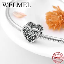 Горячая 925 стерлингового серебра Очаровательные Полые бусины в форме сердца подходят Pandora браслет ювелирных изделий