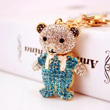 Креативный милый бриллиант, набор, мультяшный медведь, кукла, брелок для ключей, женская сумка, аксессуары, подвеска из металлического сплава