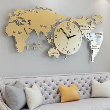 

Clock wall clock living room fashion personality creative home clocks world map wall table Nordic modern minimalist clock