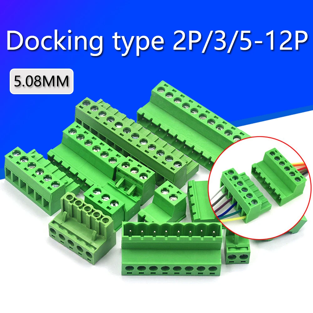 5.08MM Pluggable Terminal Blocks Connector KF2EDGKR 5.08 Butting Style 2/3/4/5/6/7/8 Pin Screw Terminal 2-20Sets