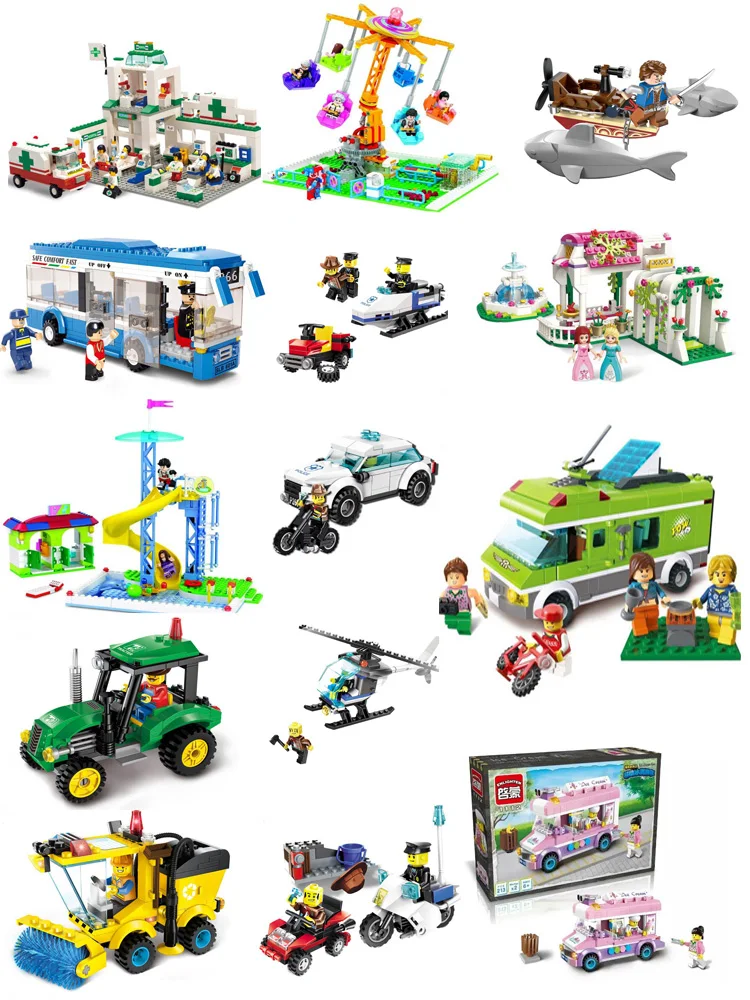 

Friends City Wrecker Police Sanitation Ice Cream Car Truck Building Blocks Bricks Kids Toys Marvel Model Christmas Gifts