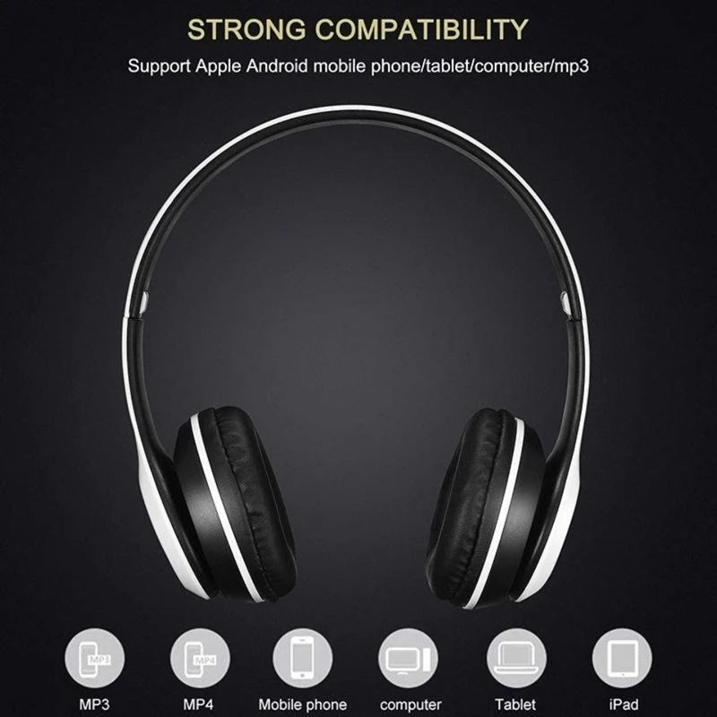 Wireless Headset Bluetooth Headphones Foldable Earphone With Mic MP3 Player For iphone samsung xiaomi phone For Kid Children