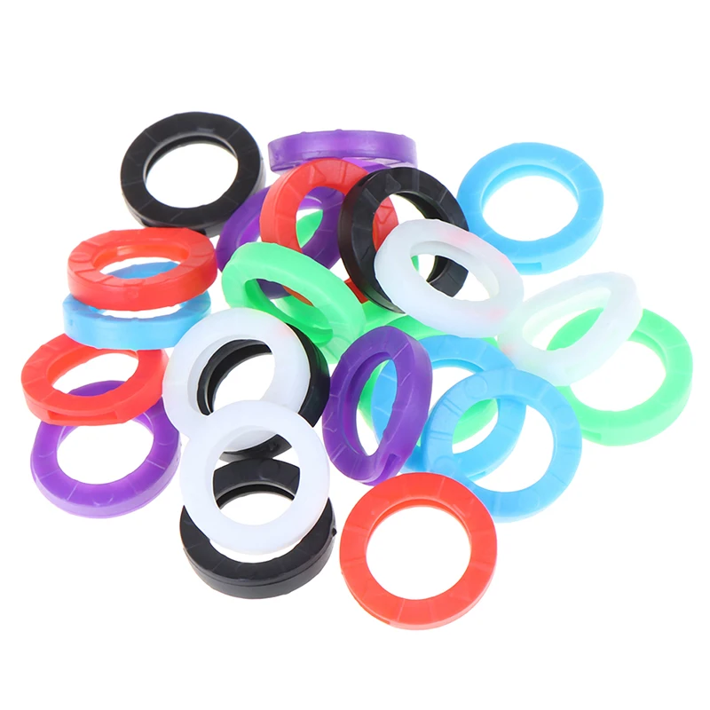 24pcs Multi Color Rubber Soft Keys Locks Cap Topper Bright Colors Hollow Key Covers Keyring Elastic Case Round Soft Silicone