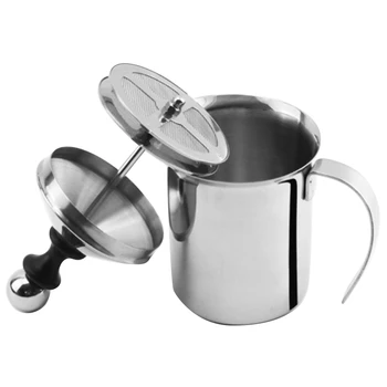 

800ML Manual Milk Frother Stainless Steel Double Mesh Milk Creamer Coffee Mixer Milk Foamer Mesh Coffee Foamer Creamer Coffee Cu