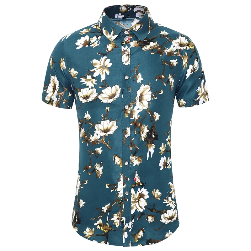 

New Men's Youth Slim Short -Sleeved Printed Shirt Summer Fashion Square Collar Large Size Stitching Shirt Casual And Comfortable