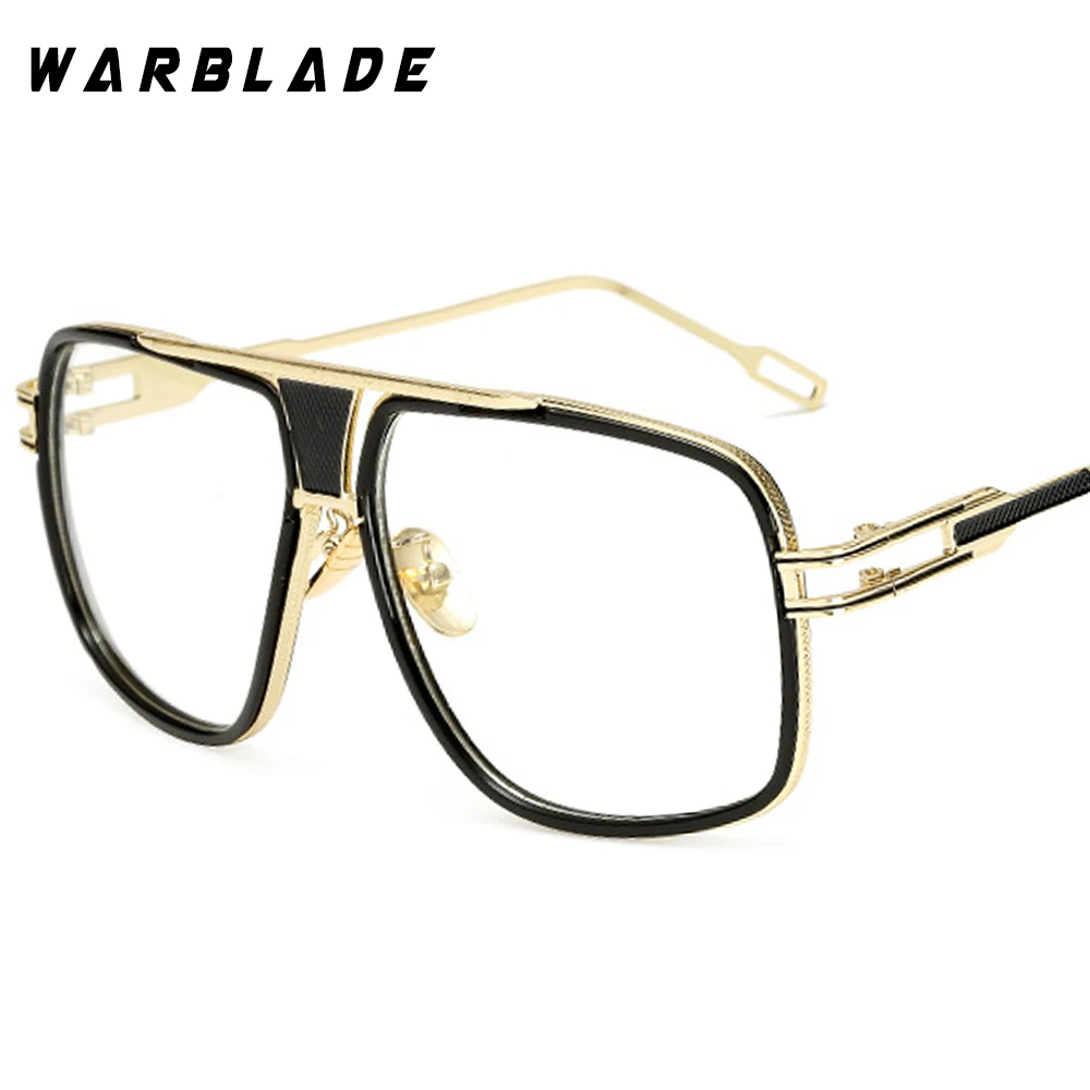 gold clear WarBLade18K Позолоченные квадратные мужские солнцезащитные очки для женщин пара плоский Топ Роскошный бренд дизайн женские солнцезащитные очки оттенки солнцезащитные очки - Цвет линз: gold clear
