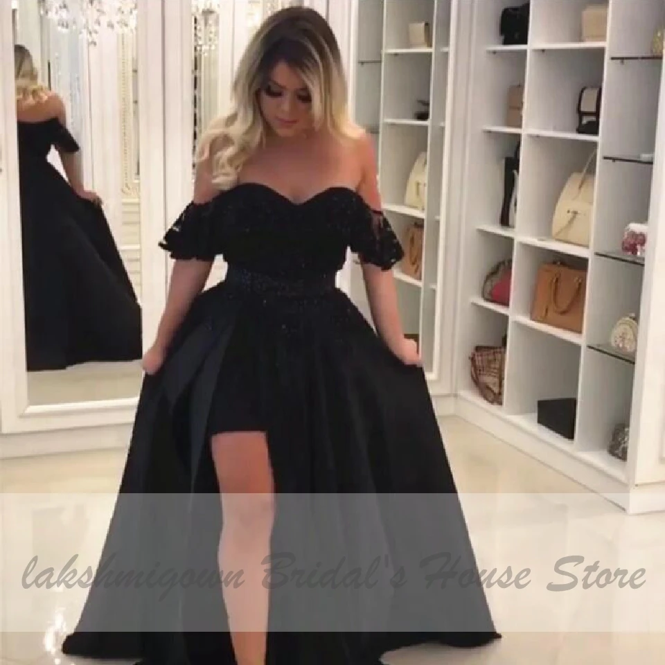 Женское атласное платье для выпускного вечера lakshmidress Черное вечернее в