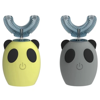 

2set Children Sonic ligent Automatic Electric Toothbrush Rechargeable U Type Toothbrush Yellow & Gray