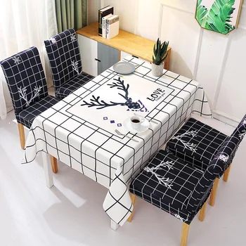 

Ins Style Deer Lattice Table Cover Home Decorative Dust-proof Water-proof Table Cloth Polyester Rectangular Dining Tablecloth
