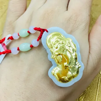 

Natural JADESt Pendant Carved Lucky Unicorn Pendant With handmade woven necklaces for men and women