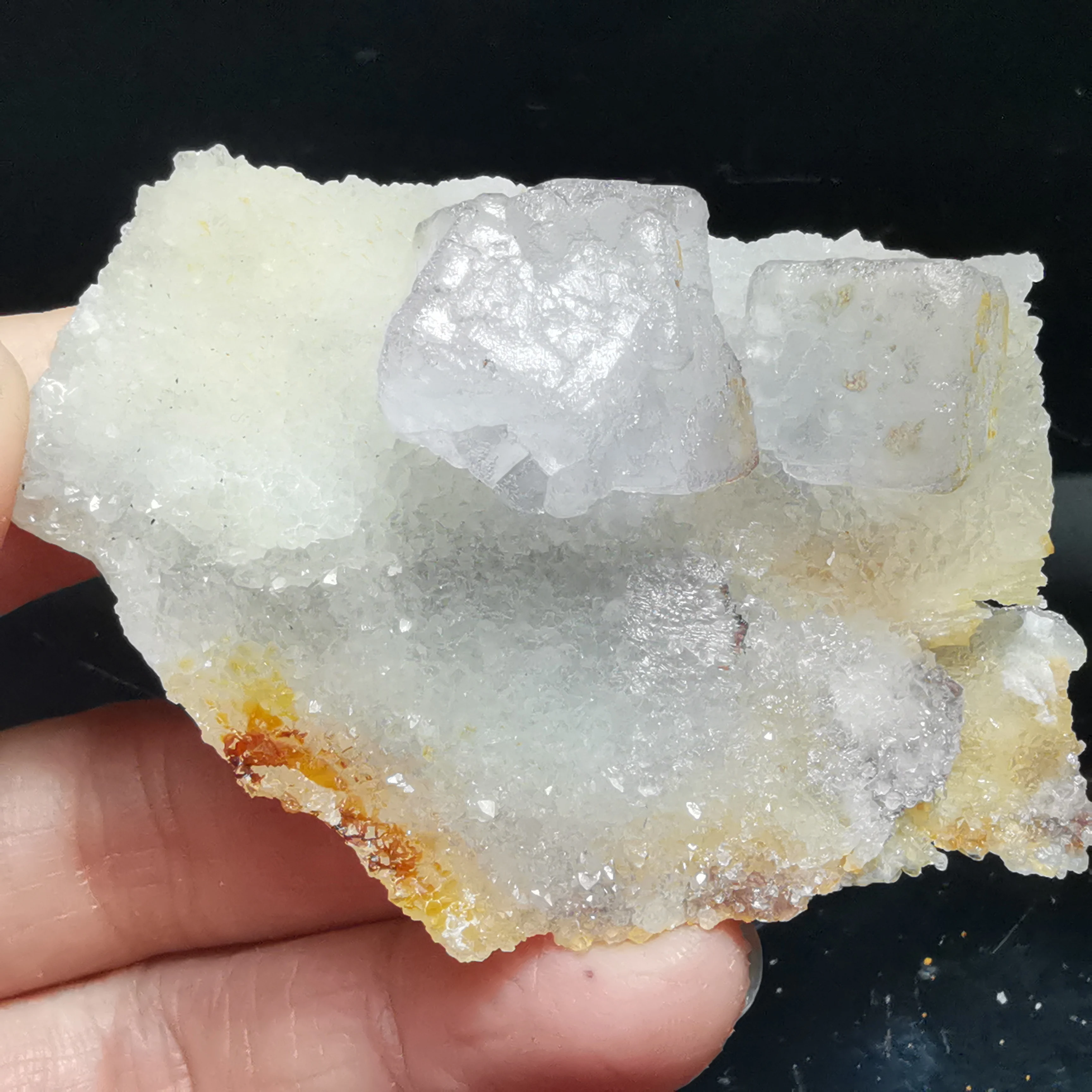 

42.2gRare natural purple edge fluorite and quartz cluster mineral specimens and decorative quartz gemstones
