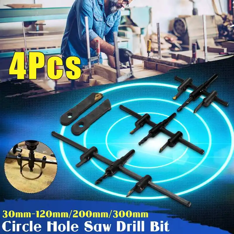 

DOERSUPP 120mm/200mm/300mm Adjust Wood Circle Hole Saw Cutter Tool Kit Set Cordless Drill Bit For Woodworking DIY Adjustable