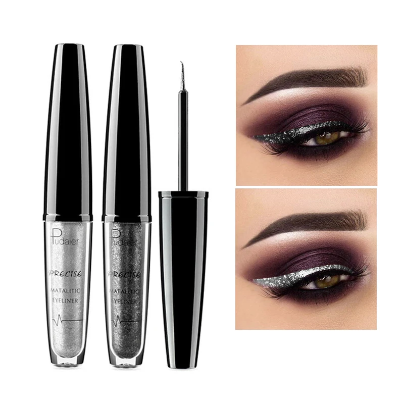 Pudaier プロフェッショナルシマーアイライナー防水シルバー黒リキッドアイライナー顔料目メイクグリッターアイ化粧品 Eyeliner Aliexpress