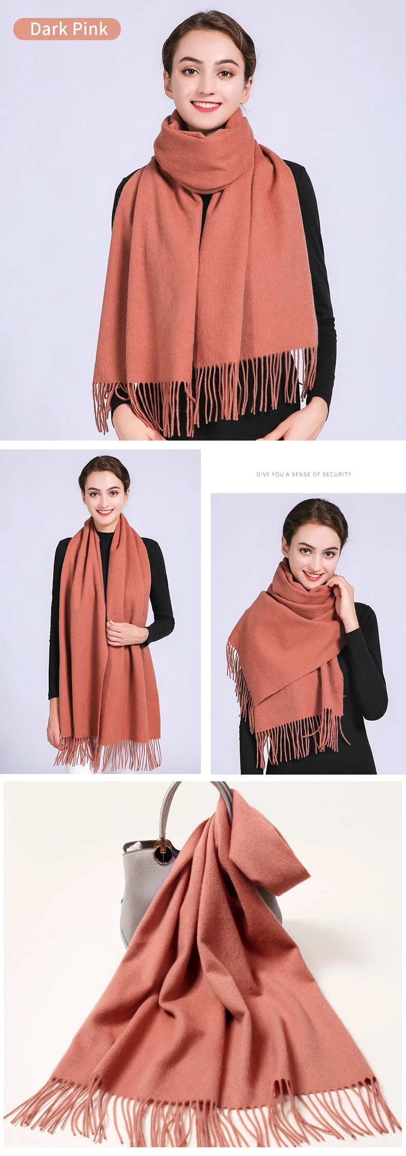Женский зимний шарф шерсть Echarpe тёплый платок Femm обертывания для дам из пашмины одноцветные шарфы из чистой шерсти Tessel