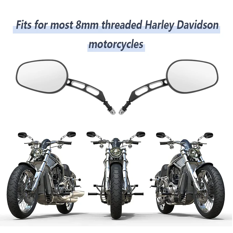 

Black Motorcycle Adjustable Rear View Rearview Side Mirror Mirrors Right Left CNC Aluminum 8mm Universal