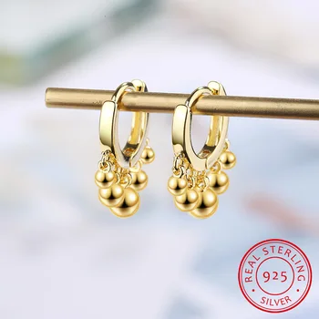 

Ins Simple Beads Tassel Hoop Earrings For Women 925 Sterling Silver Earrings oorbellen 2019 New Trendy