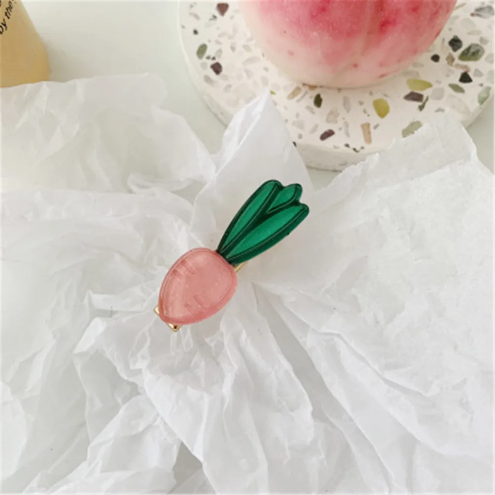 Girl Women Cute Fruit Vegetable Hairpins Fashion children Strawberry Carrots Bangs Slip Hairpin Korean Hair Accessories Styling