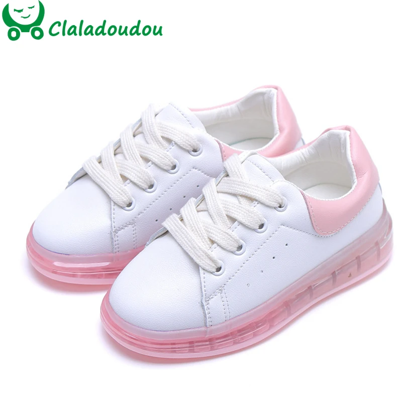 

Claladoudou 16.5-19cm Brand White Pu Leather Spring Sneakers Girls Boys Sport Girl Casual Teenage Shoes Toddler Running Shoes
