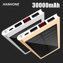 Горячее предложение, солнечное зарядное устройство, 30000 мА/ч, зарядное устройство, USB повербанк, Внешнее зарядное устройство для iPhone 11 Pro 6S 6 7 X XS MAX Xiaomi Mi 9 8