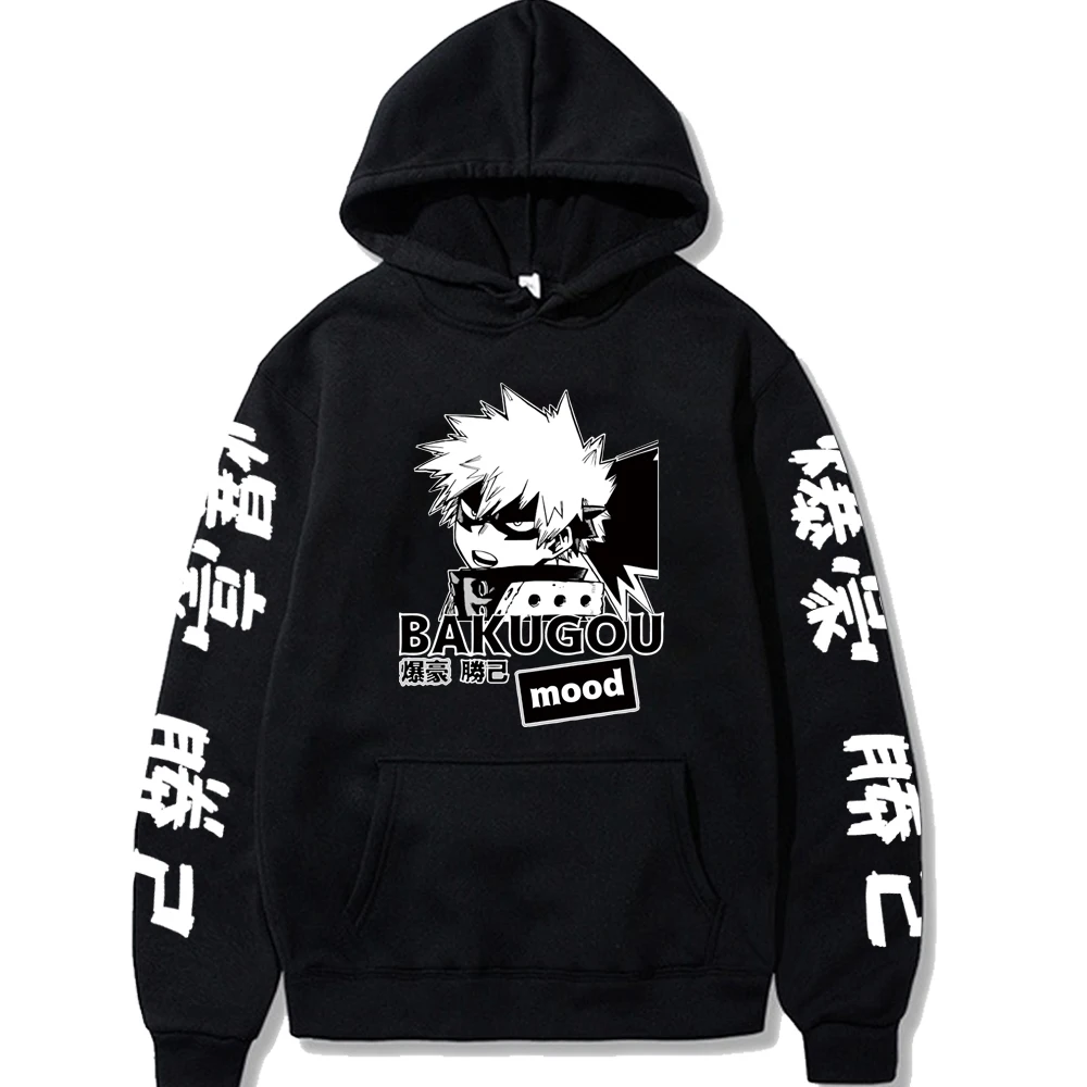 

Japan Anime My Hero Academia Hoodies Men Women Long Sleeve Sweatshirt Bakugou Anime Manga Black Hoodies