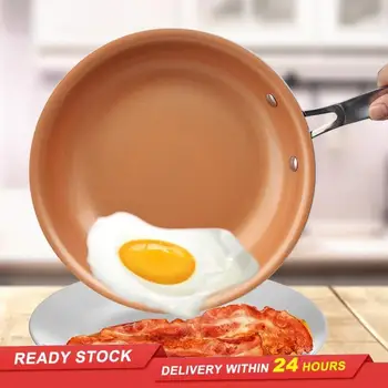 

24cm nonstick frying pan with ceramic coating copper pan induction cooker wok oven dishwasher safety pan copper pan copper color