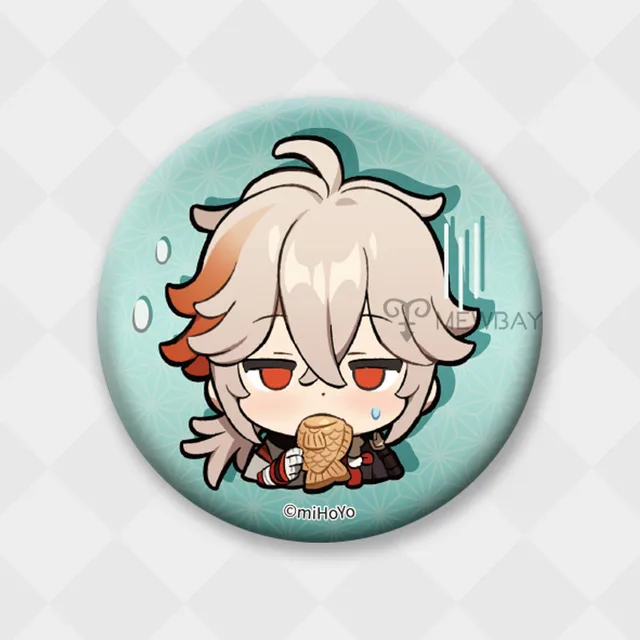 Genshin Impact Badge Chibi Brooch Kazuha Yoimiya Ayaka Xiao Zhongli Hutao Tartaglia Yanfei Ganyu Venti Albedo Pin Decor Gifts Kazuha