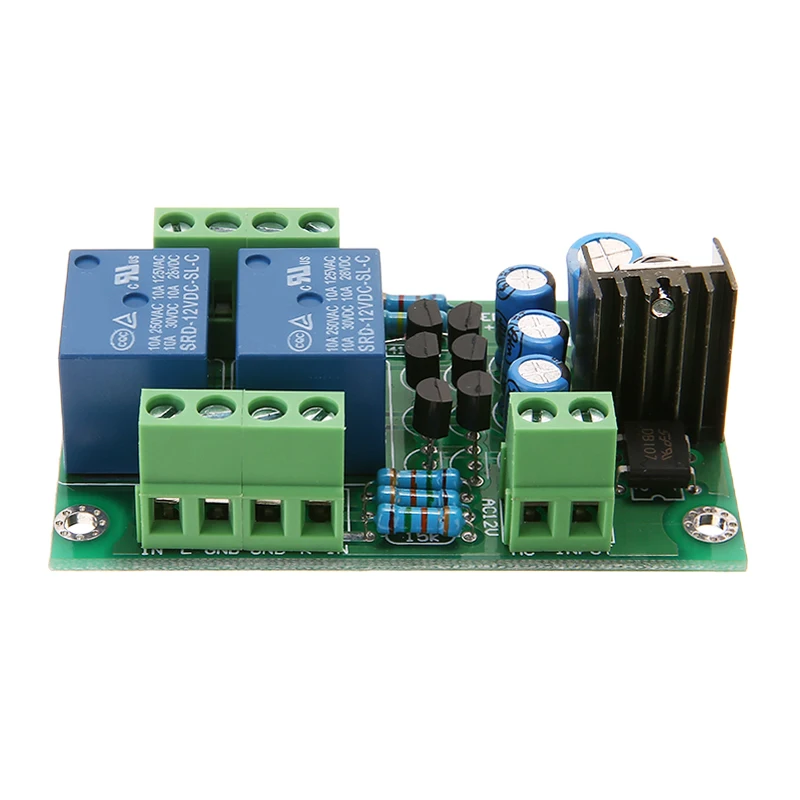 1PC High Quakity Stereo Loud Speaker Protection Board 10A Dual Channel 3S Delay Soft Start Circuit With LED Instructions Lights