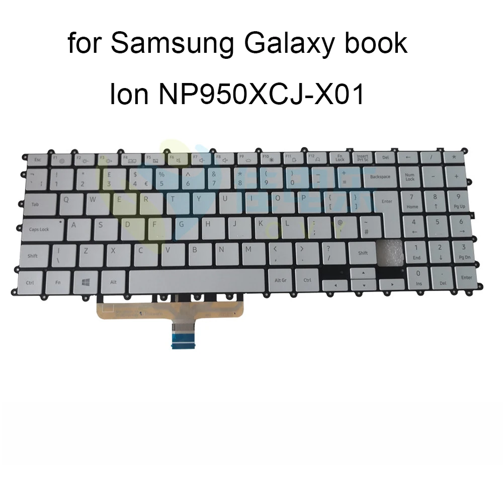 Tastiera Retroilluminata Uk Kr Ne Per Samsung Galaxy Book Ion Np950Xcj-X01 15.6 Tastiere Di Ricambio Argento Britannico Originali