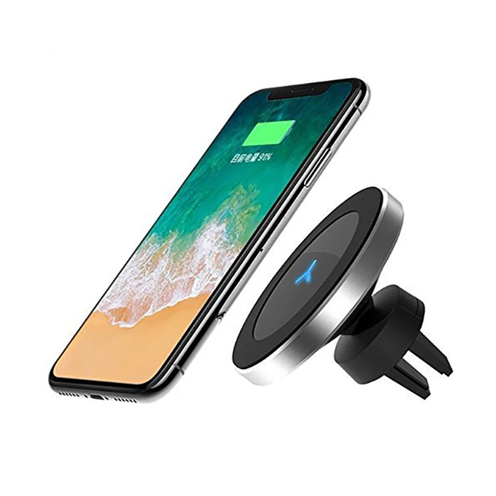 Беспроводной Зарядное устройство и магнитным держателем 3 в 1 для Iphone X/Iphone 8/Iphone 8 Plus. Быстрая Зарядка Qi. Вентиляционное крепление для транспортного средства, Des