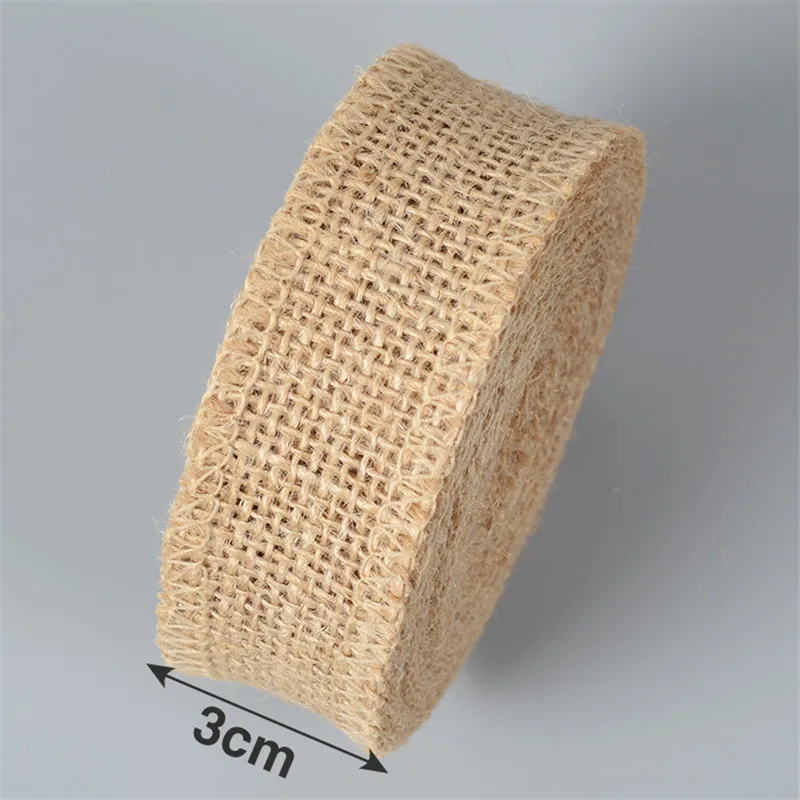 Width 3cm Красивые 5 метров/рулон джутовой веревки льняной ленты DIY ручной работы Рождество Свадебное Ремесло кружева льняной рулон одежды, упаковка Подарки - Цвет: Width 3cm