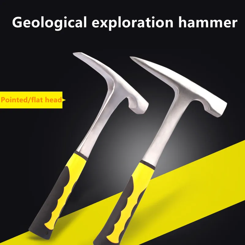 

Geological Hammer Professional l Exploration Tool Pointed Flat Head Mason Mining Multi-function Hardware Opening T4023