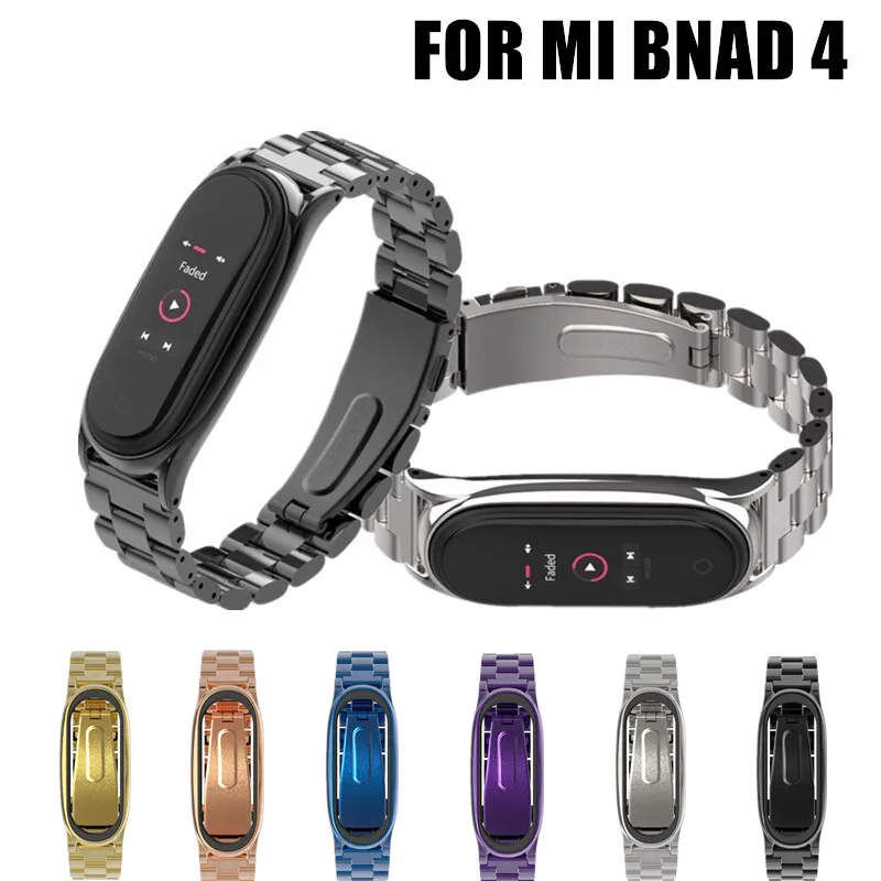 Mi Band 4 ремешка металлическая нержавеющая сталь для Xiao mi совместимый браслет band4